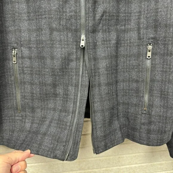 Marc Anthony Black Windowpane Plaid Lined Jacket Faux Fur Collar Men’s XL - Picture 3 of 14